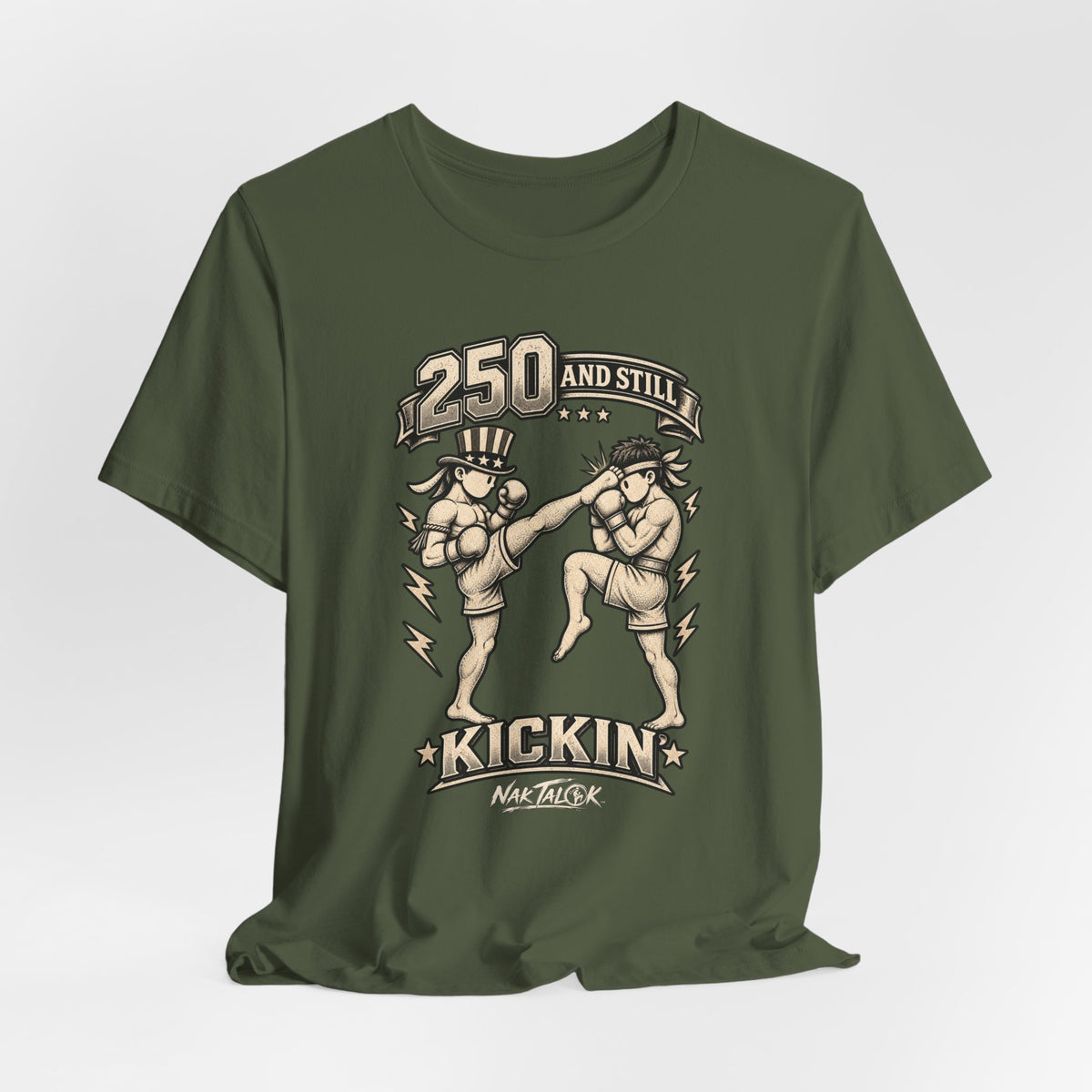 USA 250th Anniversary Muay Thai T-Shirt — “250 and Still Kickin’” | Nak Talok™